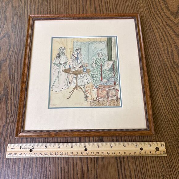 Vintage French Fashion Print Professionally Framed & Matted - Victorian Dresses? - Picture 1 of 7